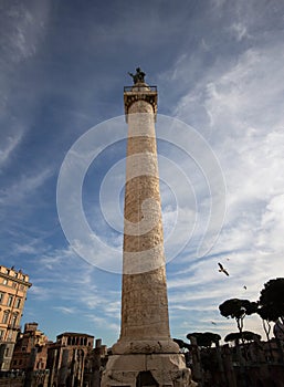 Trajan`s ColumnColonna Traianais a Roman triumphal column in Rome,Italy.