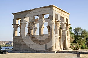 Trajan`s Kiosk on Agilika island in temple of Isis from Philae , Egypt