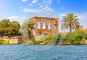 Trajan`s Kiosk from Philae, Agilika island near Aswan, Egypt