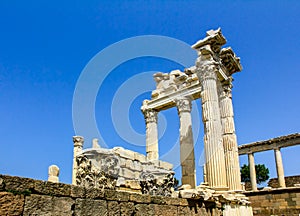 Trajan temple , ancient city Acropolis of Pergamon or Pergamum i