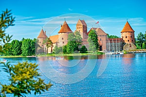 Trakai Medieval gothic Island castle in Galve lake - Lithuania