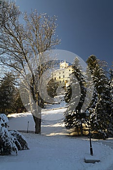 Trakoscan castle in winter