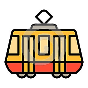 Tram car icon, outline style