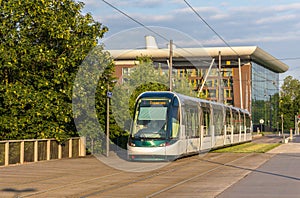 Tram in the European district of Strasbourg