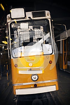 Tram in garage