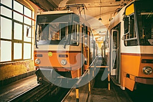 Tram in garage