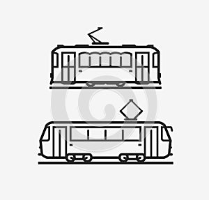 Tram icon. City public transport sign. Vector illustration