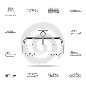 Tram icon. Detailed set of transport outline icons. Premium quality graphic design icon. One of the collection icons for websites,