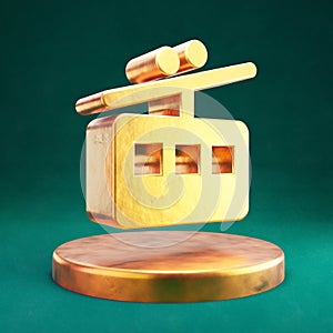 Tram icon. Fortuna Gold Tram symbol on golden podium
