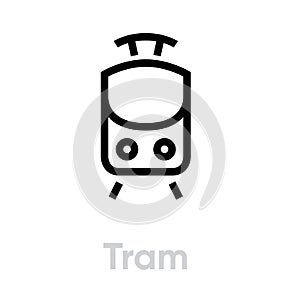 Tram icon vector editable line. Streetcar, Public Urban interurban systems symbol photo