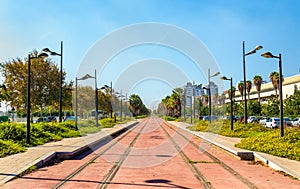 Tram line under construction near the City of Arts and Sciences in Valencia, Spain photo