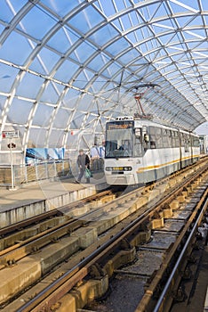 Tram no1. stationed in Basarb overpass station