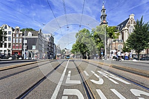 Tram Rails in Amsterdam Old Town