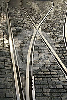 Tram rails in Lisbon