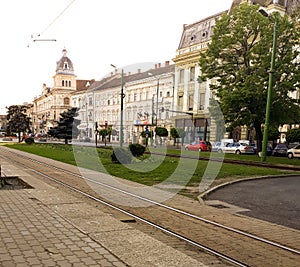 Tram rails on Revolution Boulevard - Arad county - Romania