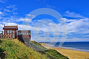 The tram route to the beach, in Saltburn by the Sea, North Yorkshire, England