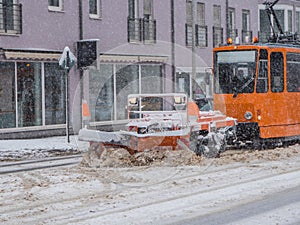 Tram Snowplough Winter Service traffic