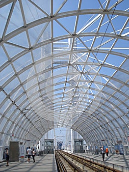 Tram station on Basarab overpass in Bucharest