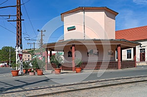 The tram station of Ghioroc commune, Arad County, Romania, Europe.