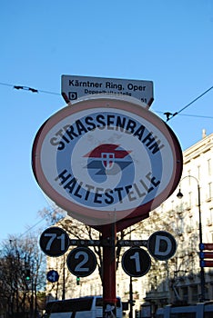 Tram stop in Vienna, Austria