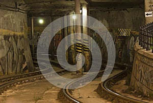 Tramline in the tunnel