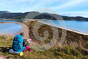 Tramping in Abel Tasman national park, Abel Tasmam Coastal track, New Zealand, Great Walk photo