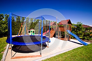 Trampoline in children's playground