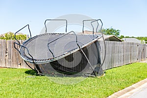 Trampoline damaged due to wind in severe storm