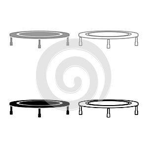Trampoline jumping for bounce icon outline set black grey color vector illustration flat style image