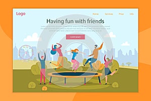 Trampoline Jumping Flat Landing Page Template