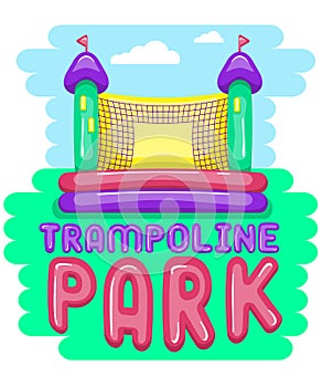 Trampoline park card with bouncy castle