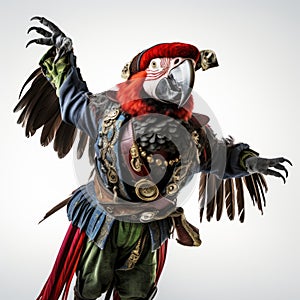 Trampoline Pirate Parrot Costume: A Vibrant Character Inspired By Matthias Haker And Gjon Mili