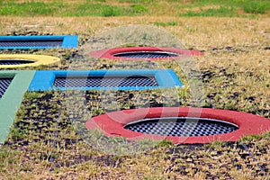 Trampolines in the children's playground outside