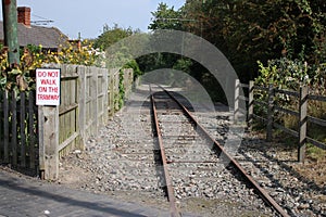 Tramway line with raised iron tramway tracks