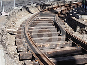 Tramway rails construction work