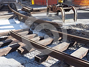 Tramway rails construction work