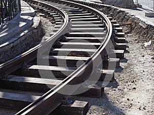 Tramway rails construction work