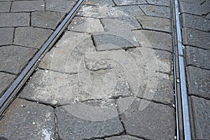 Tramway railway contruction site