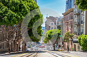 Tramway in San Francisco street California USA