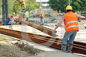 Tramway track construction photo