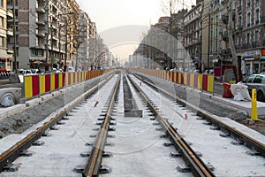 Tramway works in Grenoble