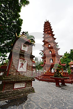 Tran Quoc Pagoda, a Buddhist temple built on a small island in Hanoi, Vietnam