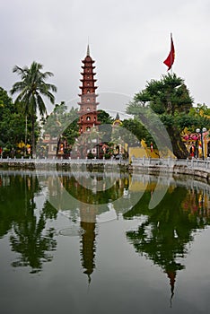 Tran Quoc Pagoda, a Buddhist temple built on a small island in Hanoi, Vietnam