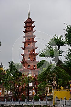 Tran Quoc Pagoda, a Buddhist temple built on a small island in Hanoi, Vietnam