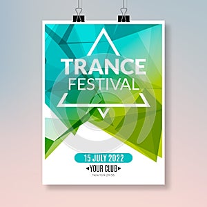 Trance dance music poster. Music party flyer banner design. Disco night club event template