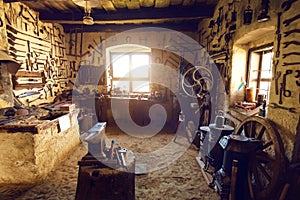 Tranditional smithy workshop interior