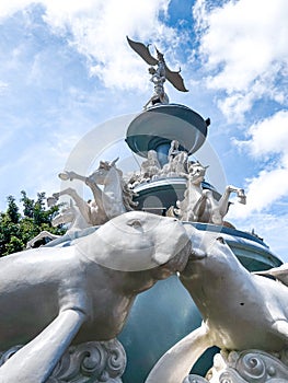 Trang city roundabout and dugong or manatees statues in Thailand