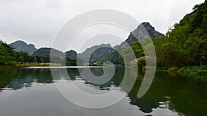 Trang An landscape complex, famous for its limestone karst peaks in Vietnam