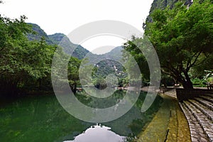 Trang An landscape complex, famous for its limestone karst peaks in Vietnam