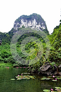 Trang An landscape complex, famous for its limestone karst peaks in Vietnam